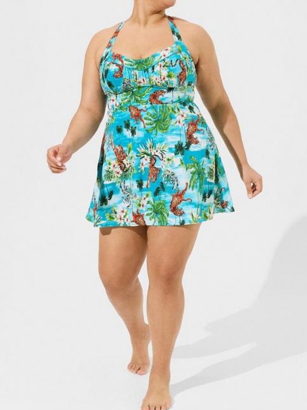 Torrid Retro Wireless Ruched Cup Swim Dress - Long Length 3X